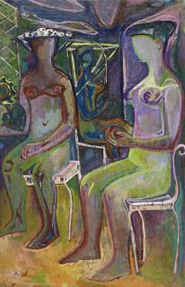 Karoline Wittmann - Zwei sitzende Frauenakte