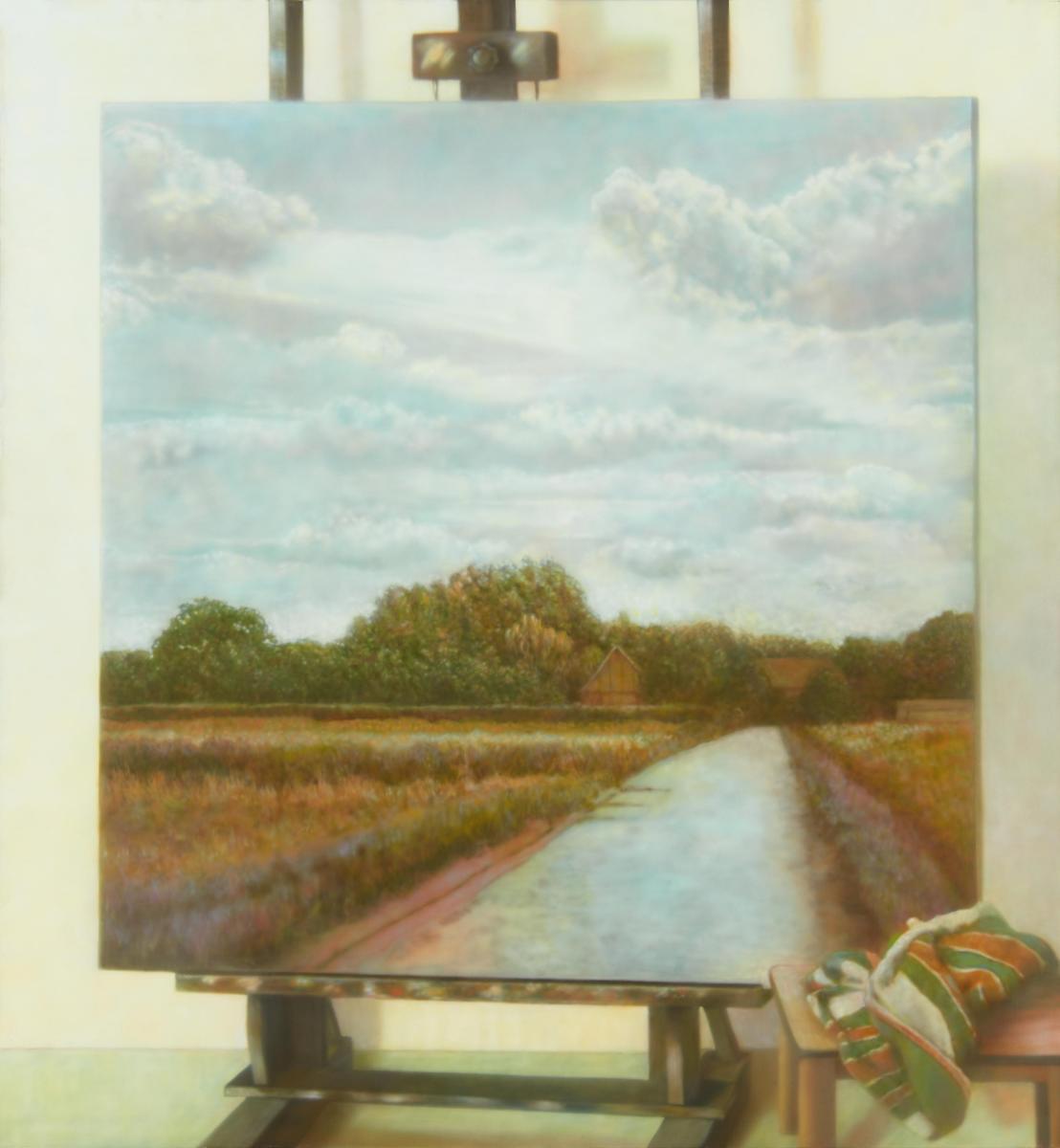 Karolus Lodenkämper - Ohne Titel (Landschaft auf Staffelei)