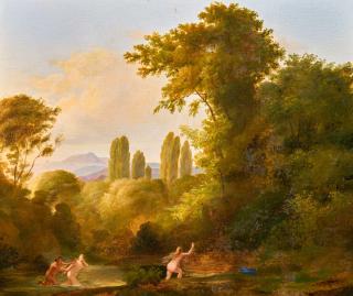 Karóly Markó - Italiensche Landschaft mit Badenden.