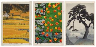 Kasamatsu Shiro - Three woodblock prints, Taisho