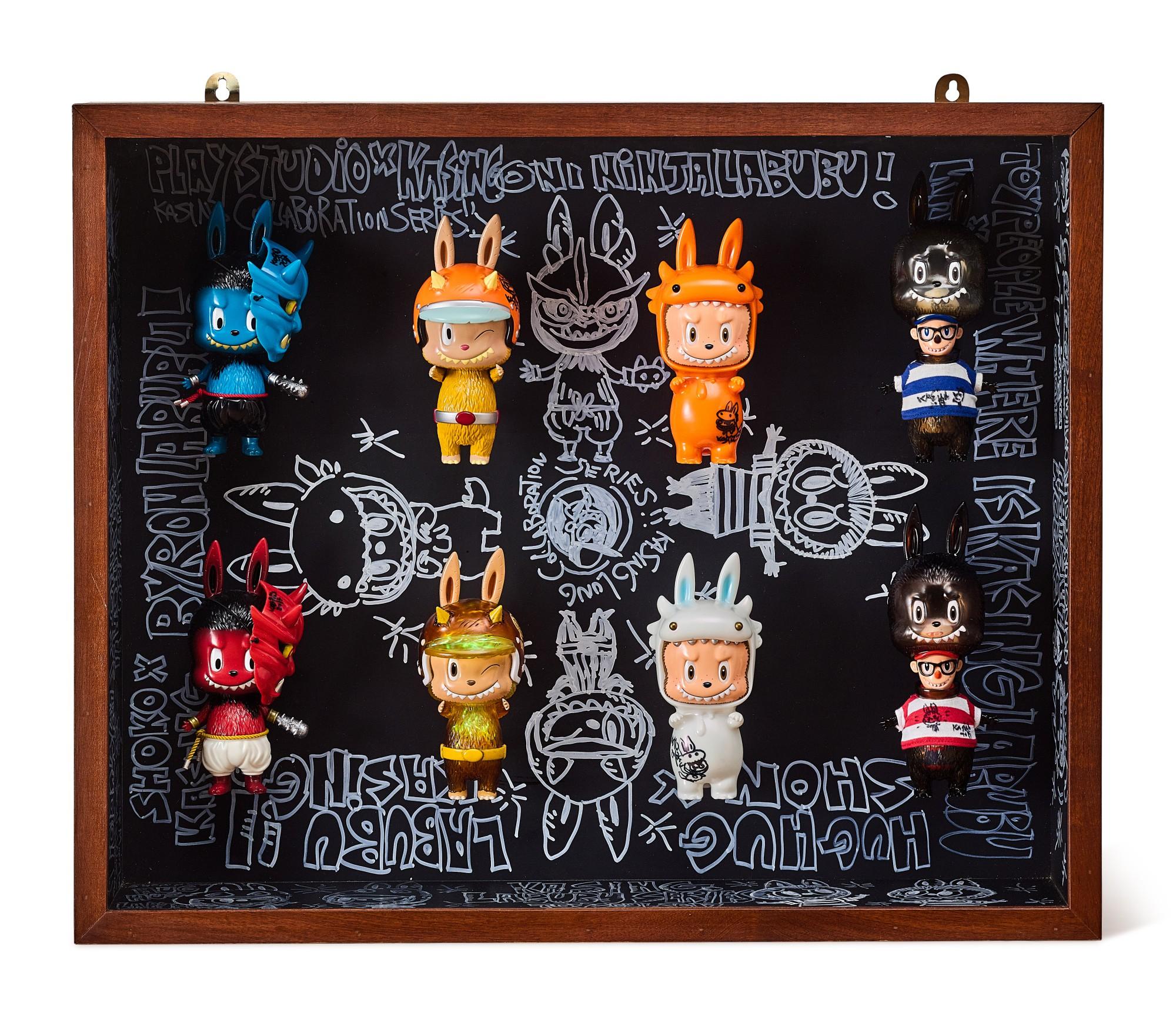 Kasing Lung - Labubu Limited Set Of Eight Figurines In Artist\'S Illustrated Display Cabinet