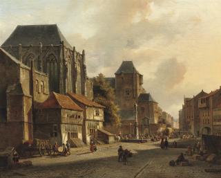 Kasparus Karsen - A Busy Day On A Sunlit Town Square