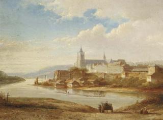 Kasparus Karsen - A view of a town by a river, Germany