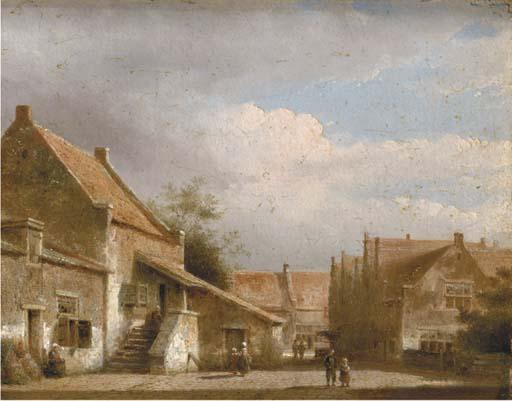 Kasparus Karsen - Figures in a Dutch village street