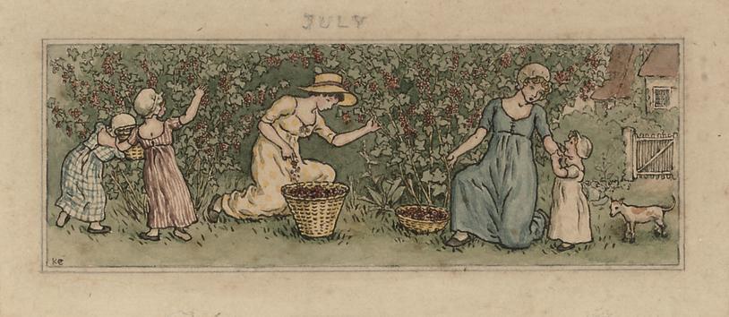 Kate Greenaway, R.I. - An illustration for the Almanack, July, 1887