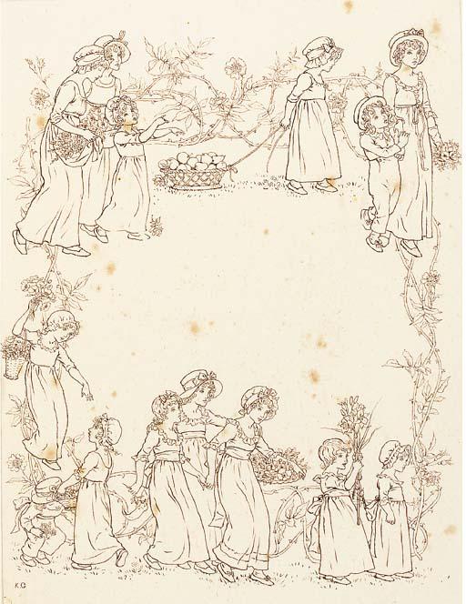Kate Greenaway - A procession of children gathering flowers
