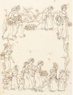 Kate Greenaway - A procession of children gathering flowers
