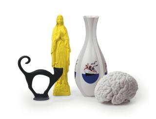 Katharina Fritsch - (i) Katze (Cat)  (ii) Madonnenfigur (Madonna Figure)   (iii) Gehirn (Brain)  (iv) Vase mit Schiff (Vase with Ship)