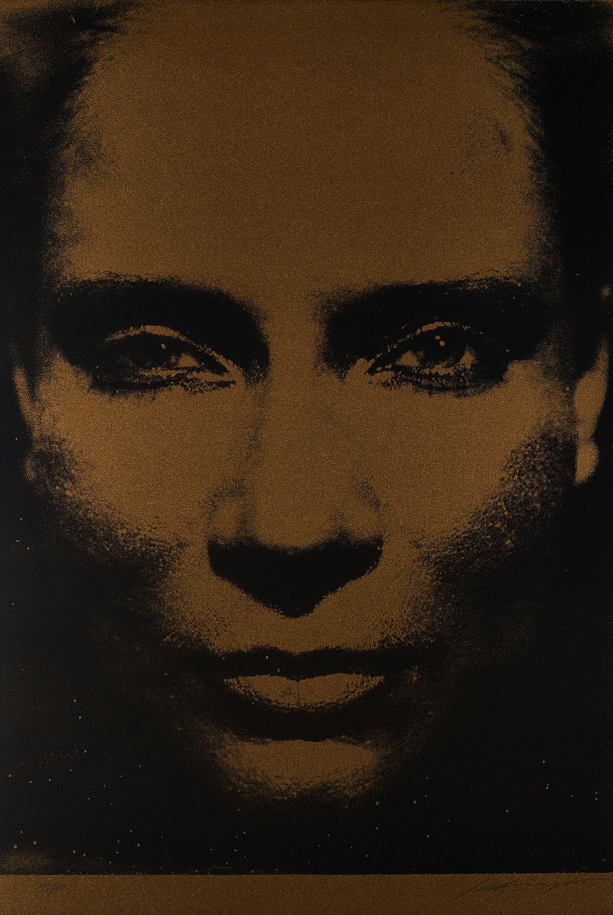 Katharina Sieverding - Die Sonne um Mitternacht schauen (7A/III/196/1973, monocrome-gold).