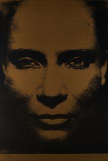 Katharina Sieverding - Die Sonne um Mitternacht schauen (7A/III/196/1973, monocrome-gold).