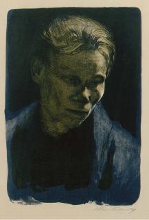 Kathe Kollwitz - Brustbild einer Arbeiterfrau mit blauem Tuch (Klipstein 68; Knesbeck 75)