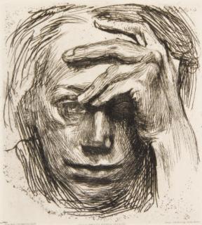 Kathe Kollwitz - Selbstbildnis mit der Hand (Kn.109 III)
