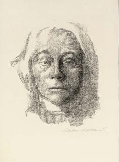 Kathe Kollwitz - Self-Portrait (Klipstein 130c; Knesebeck 134e)