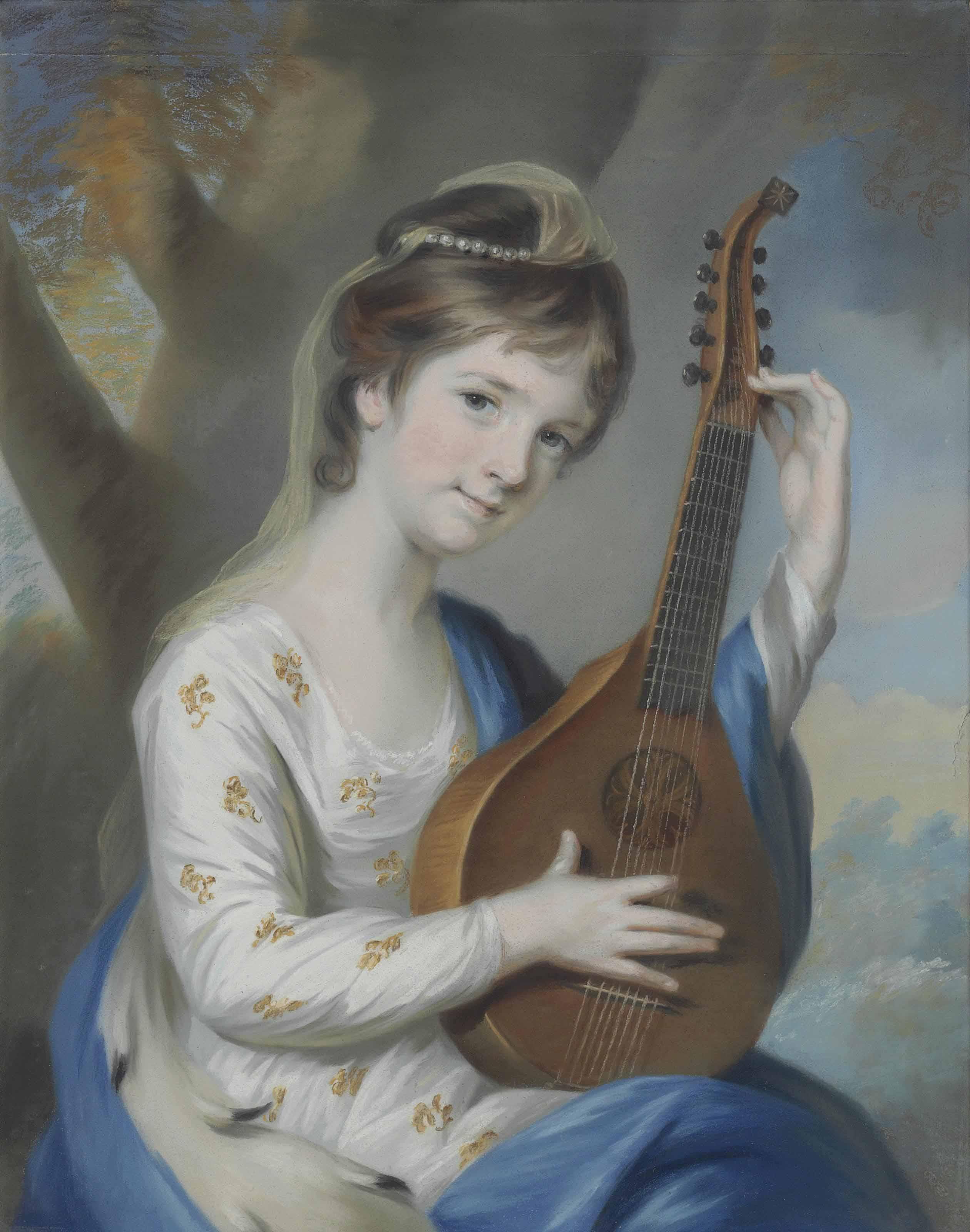 Katherine Read - A Portrait Of Diana Sturt, Later Lady Milner (1758-1805), Three-Quarter-Length, In A Blue Cloak Trimmed With Ermine And Holding A Cittern