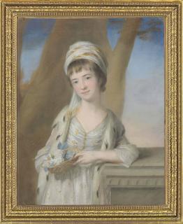Katherine Read - Portrait of Mary Sturt (1759-?), three-quarter-length, standing, holding a basket of flowers