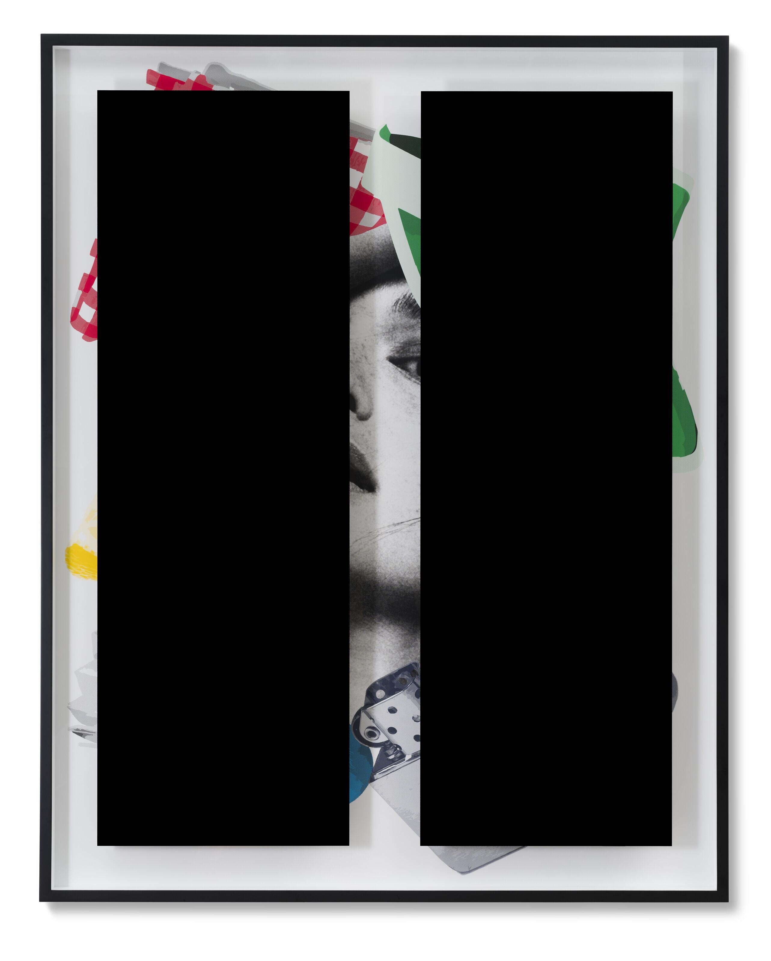 Kathryn Andrews - Black Bars: Dejeuner No.1 (Girl With Napkin, Visor, Lemon, Lighter And Shuttlecock)