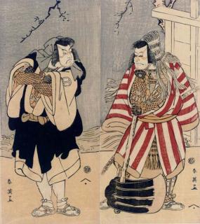 Katsukawa Shun\'Ei - Sakata Hangoro III (left) and an actor of the Ichikawa lineage