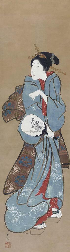 Katsukawa Shuntei - Beauty Holding A Fan