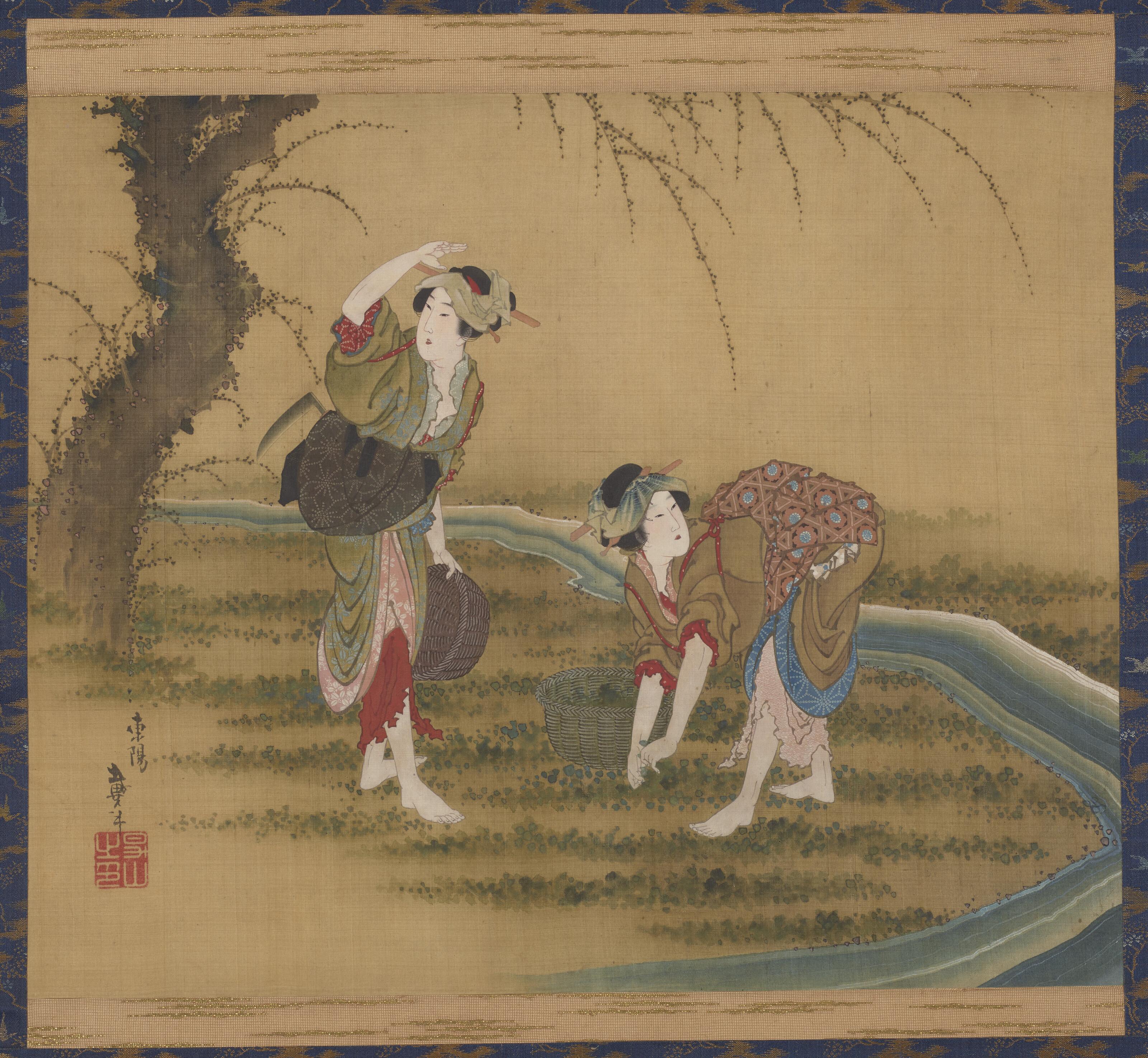 Katsushika Taito II - Beauties Picking Spring Herbs