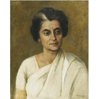 Kattingeri Krishna Hebbar - Portrait Of Indira Gandhi