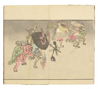 Kawanabe Kyōsai - A Woodblock Print Book