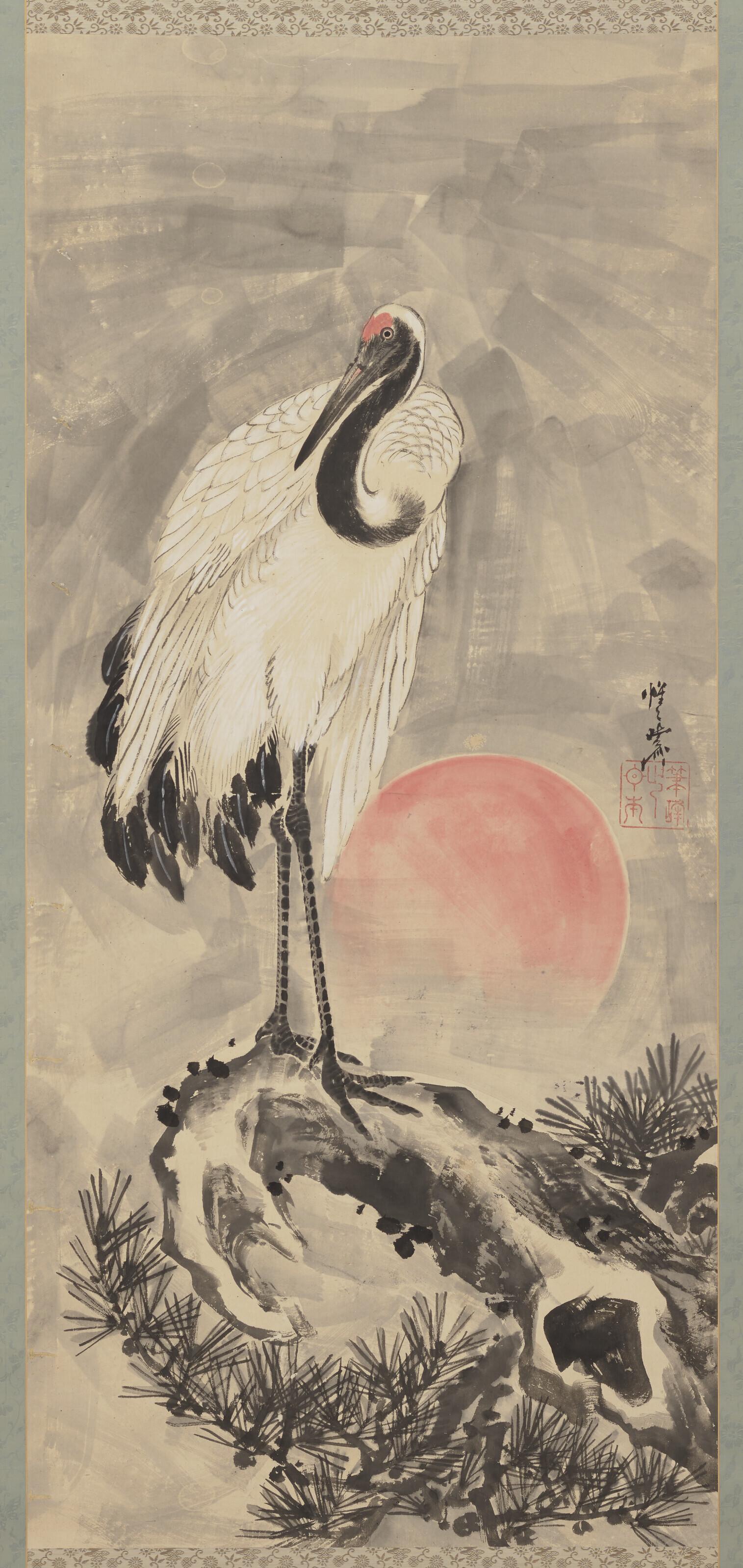 Kawanabe Kyosai - Rising Sun and Crane