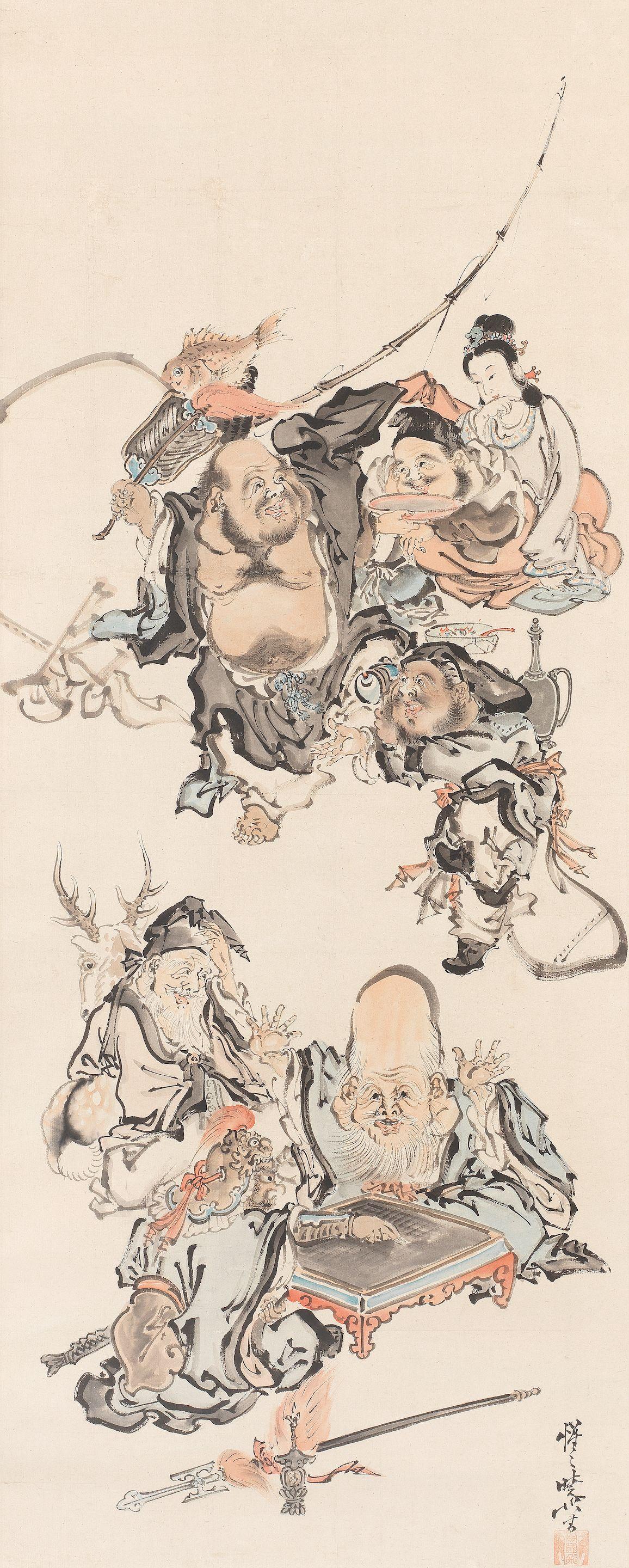 Kawanabe Kyosai - The Shichifukujin at New Year
