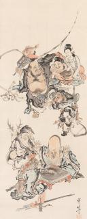 Kawanabe Kyosai - The Shichifukujin at New Year
