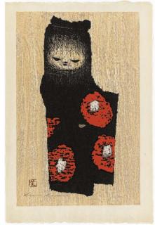 Kawano Kaoru - Girl in black and red Yellow canary Girl with three doves Girl with bird