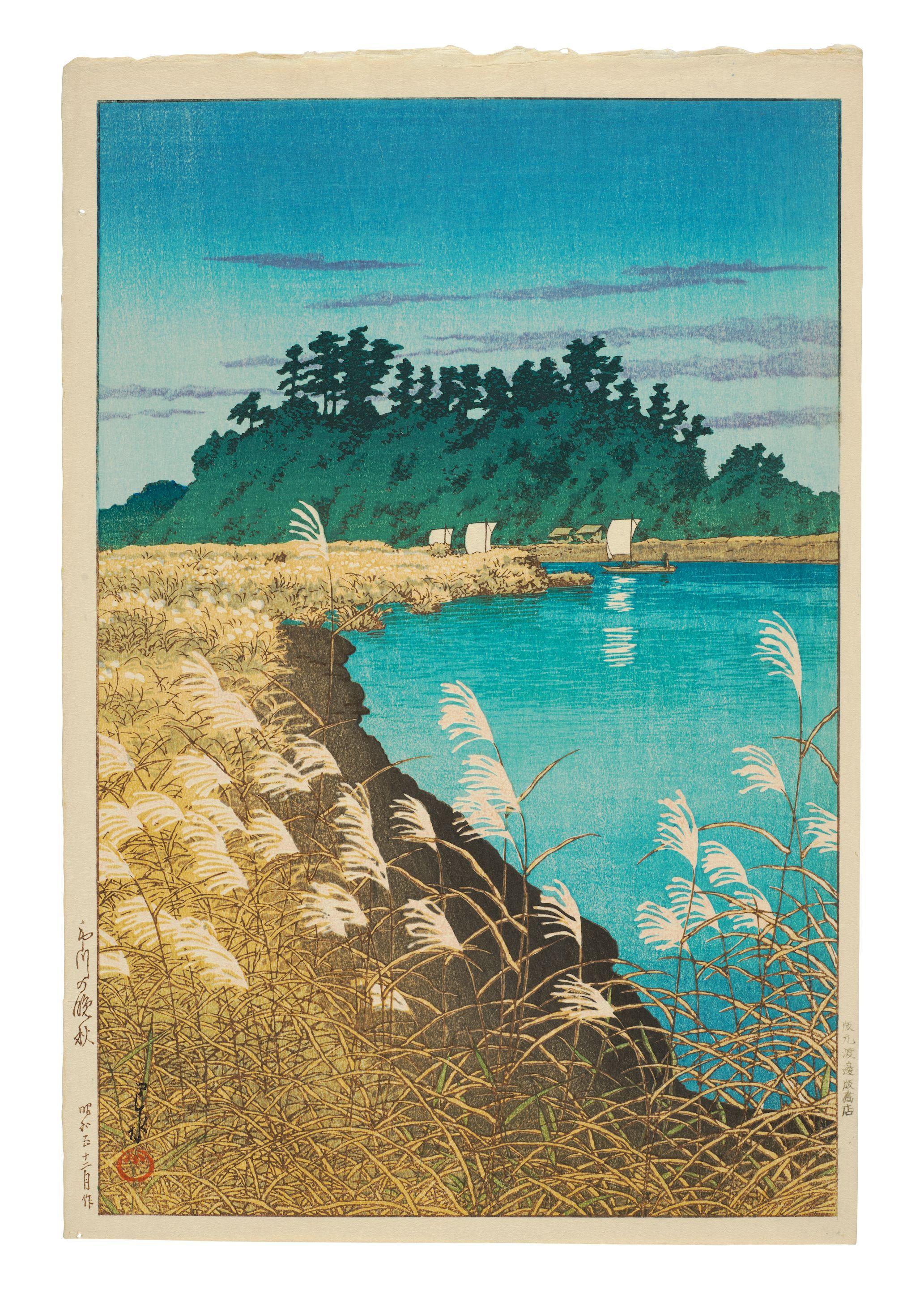 Kawase Hasui - Ichikawa no banshū (Late Autumn in Ichikawa)