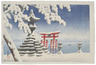 Kawase Hasui - Itsukushima no yuki (Snow at Itsukushima)