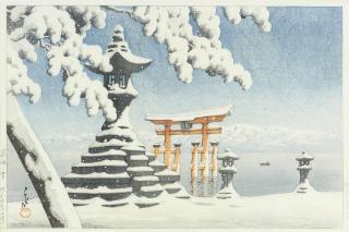Kawase Hasui - Itsukushima no yuki [Snow at Itsukushima]