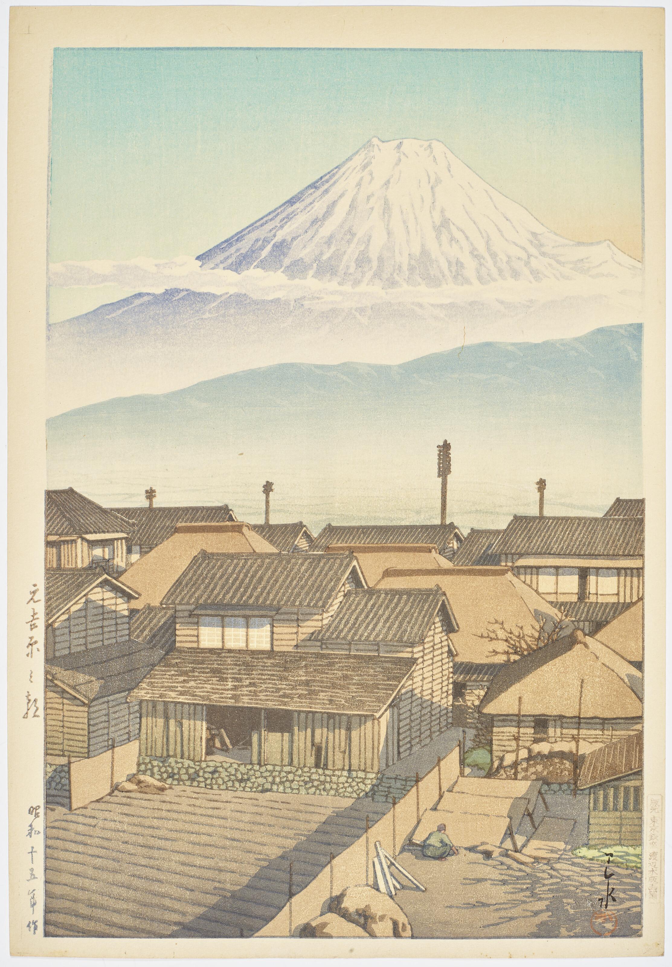 Kawase Hasui - Motoyoshiwara no asa (Morning in Motoyoshiwara)