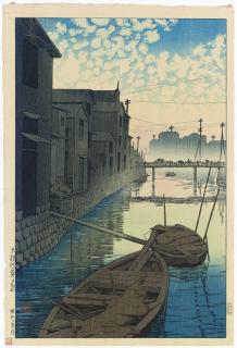 Kawase Hasui - Onegishi no asa (Morning, Onegishi), from the series Tokyo nijukkei (Twenty views of Tokyo)