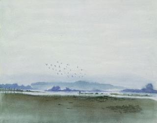 Kay Heinrich Nebel - 3 Bll.: Segelboot (Schleimünde). Kühe (Schleimünde). Küste im Nebel