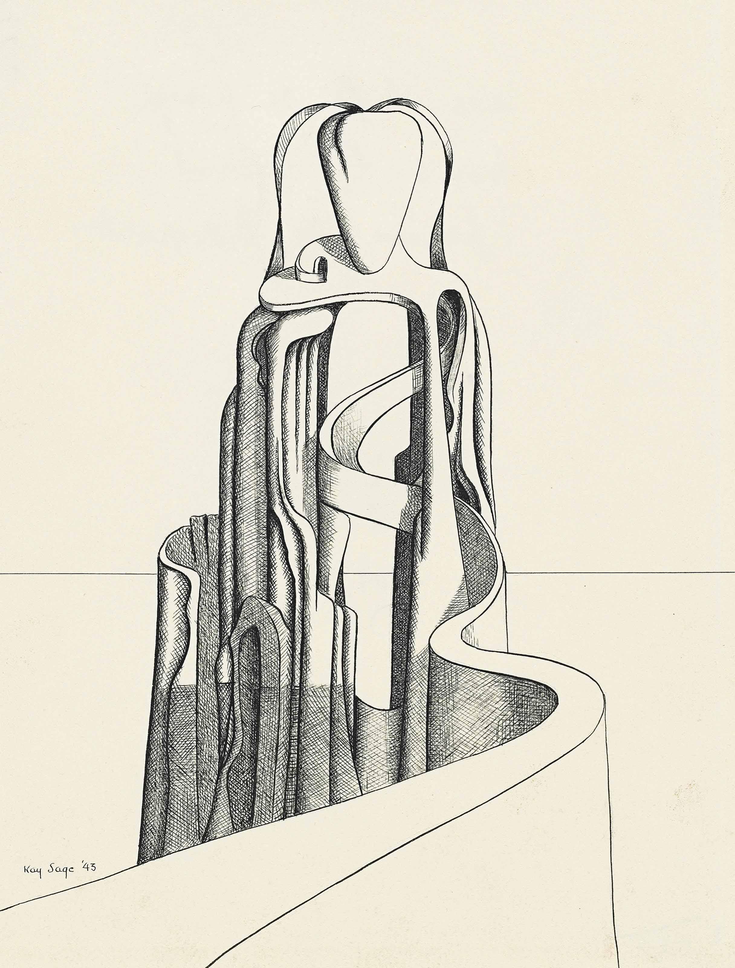 Kay Sage - Study for The Hidden Letter