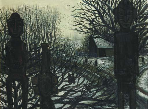 Kees Andrea - Winterlandschap met regenbeelden