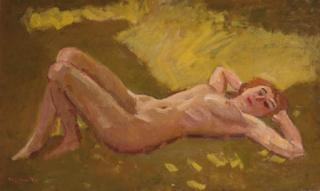 Kees Maks - Reclining nude in landscape