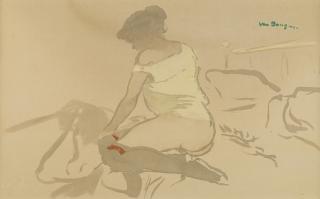 Kees Van Dongen - Femme Agenouillée Sur Un Lit