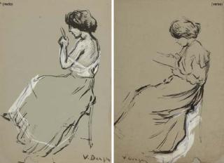 Kees van Dongen - Femme assise (recto); Femme assise lisant (verso)