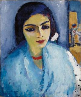 Kees van Dongen - Femme En Bleu Au Collier Rouge