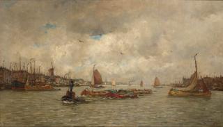 Kees van Waning - Shipping in the harbour, Rotterdam