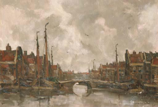 Kees van Waning - View of a Dutch harbour