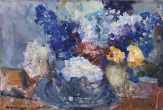 Kees Verweij - A still life with flowers (recto); A still life with flowers (verso)