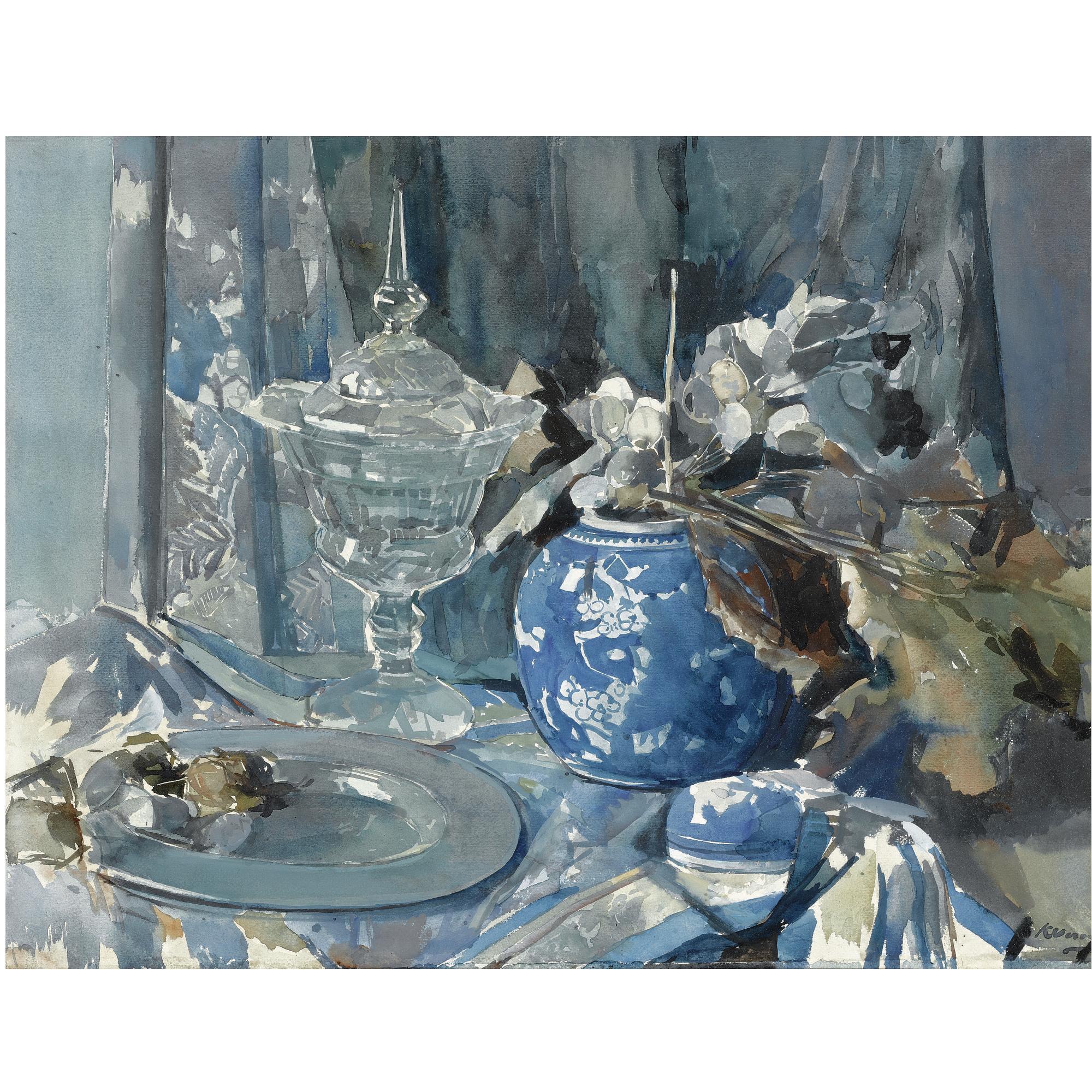 Kees Verwey - Dutch Bloemstilleven Met Chinese Pot