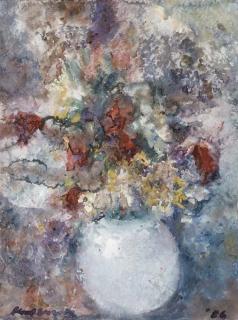 Kees Verwey - Still life with flowers in a white vase