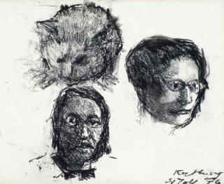 Kees Verwey - Studies of heads and a cat