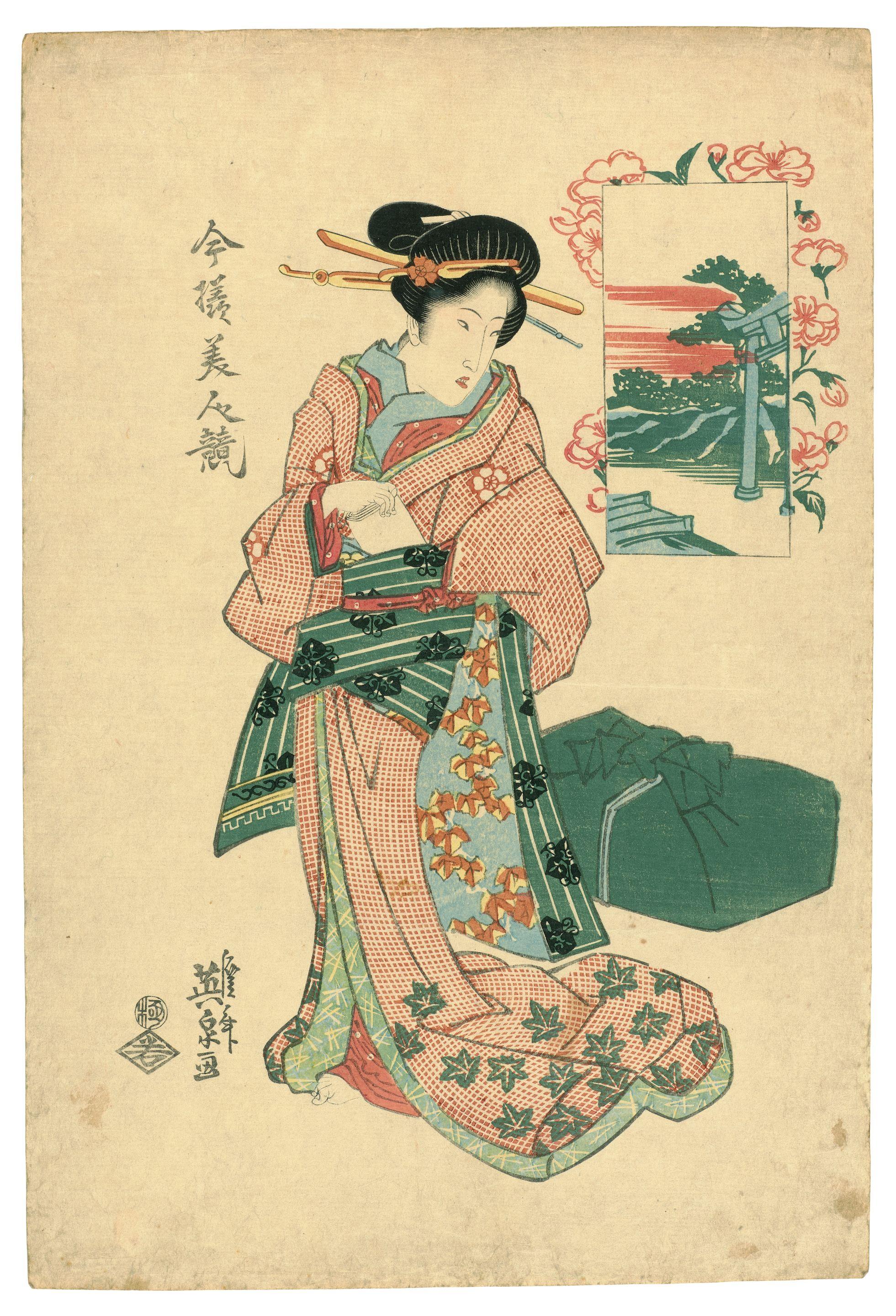 Keisai Eisen - Two woodblock prints