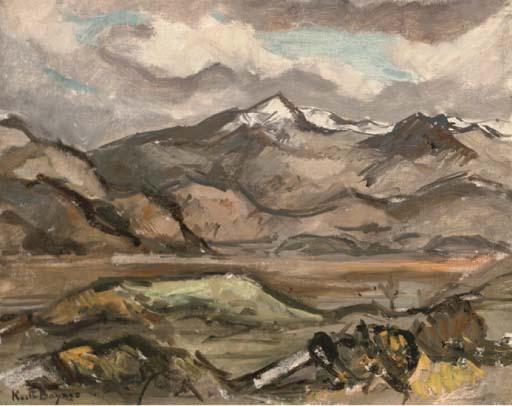 Keith Baynes - An Extensive Landscape With Mountians Beyond