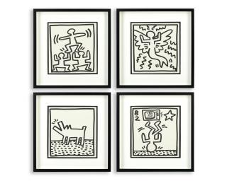 Keith Haring - Barking Dog; Break Dancer; Flying Mermaid; Pyramid